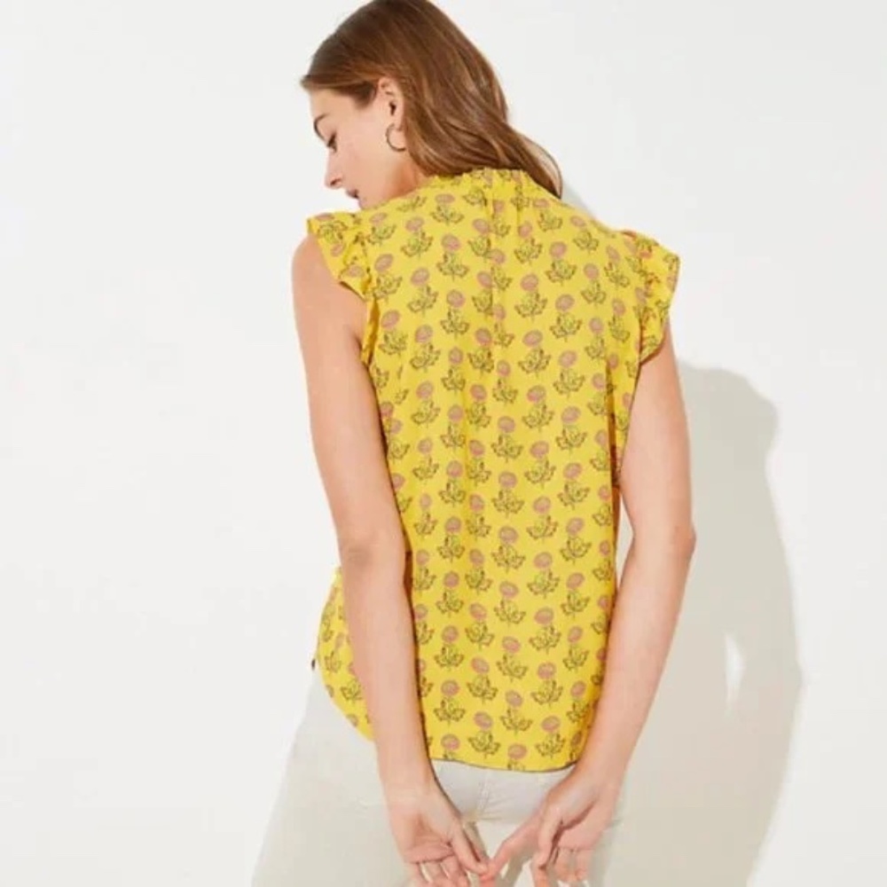 Loft Peony Ruffle Split Neck Blouse - Picture 3 of 4